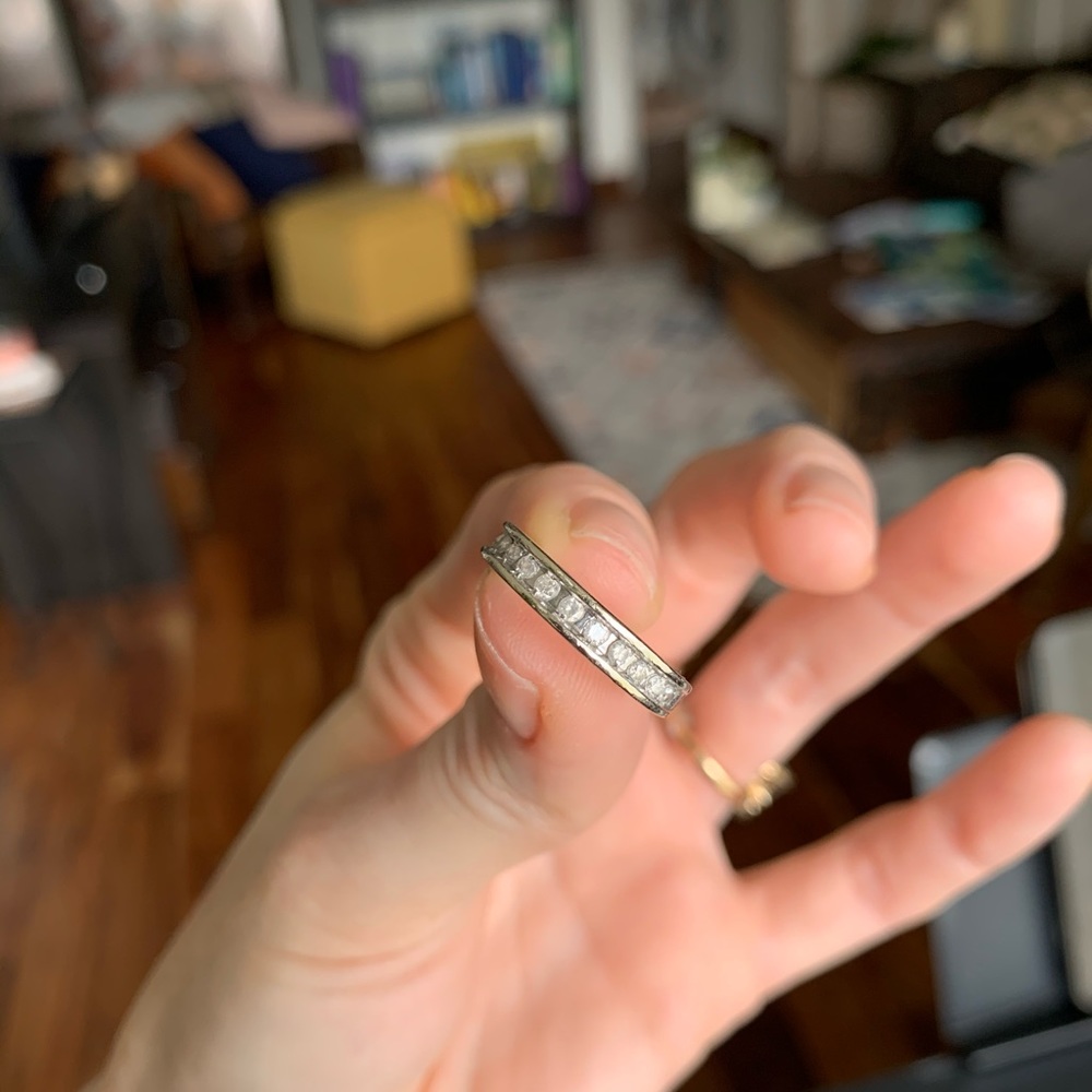 10k White gold diamond half eternity wedding band